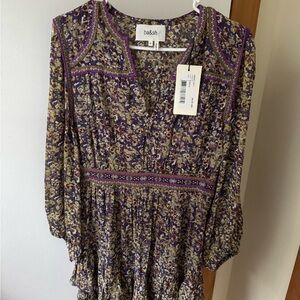 ba&sh Purple and Yellow Floral Mini Dress